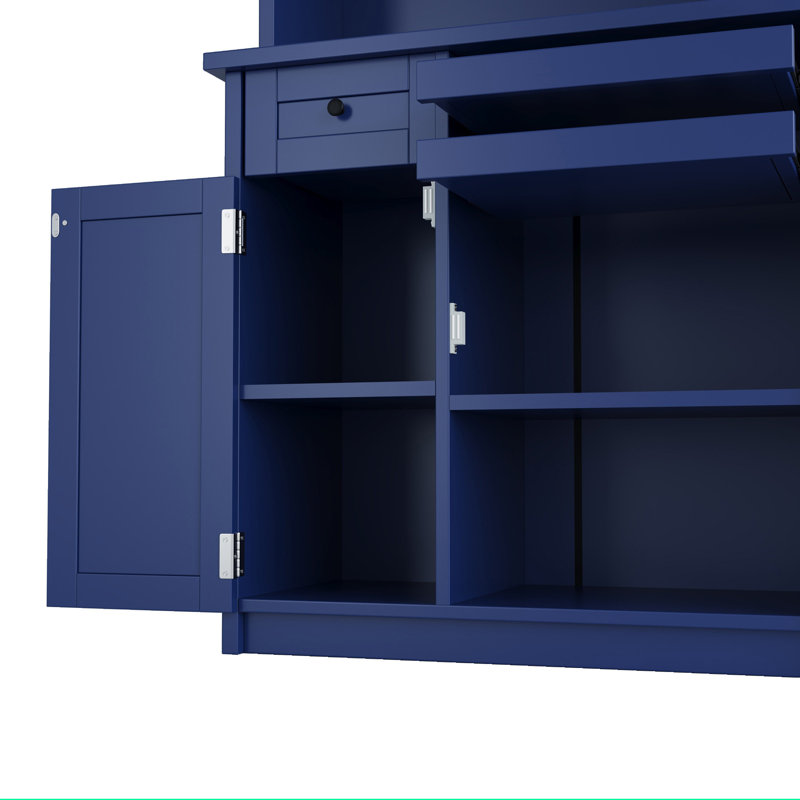 Armoire de cuisine sur pied 74,8 "de style Shaker avec étagère à vin et portes, Blue