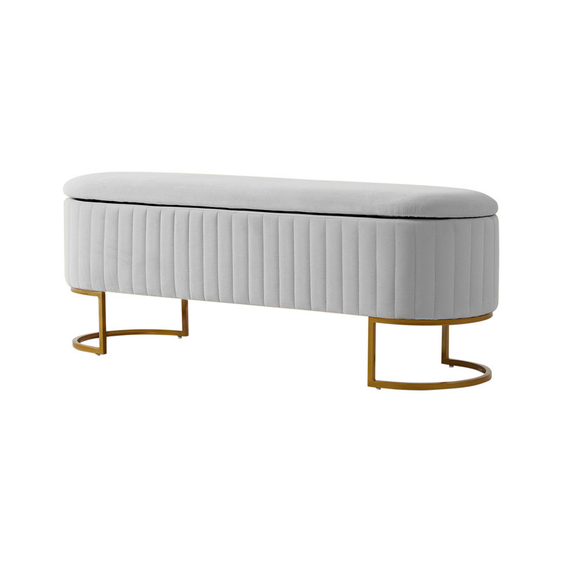 Banc de rangement rembourré Ferdinand, Colombe, H 19 po x l 50,5 po x P 16 po
