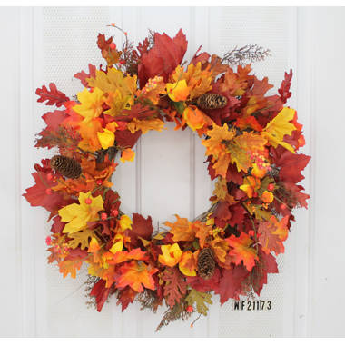 Harvest Ribbon Wreath The Holiday Aisle Size: 24 W x 24 H x 6 D