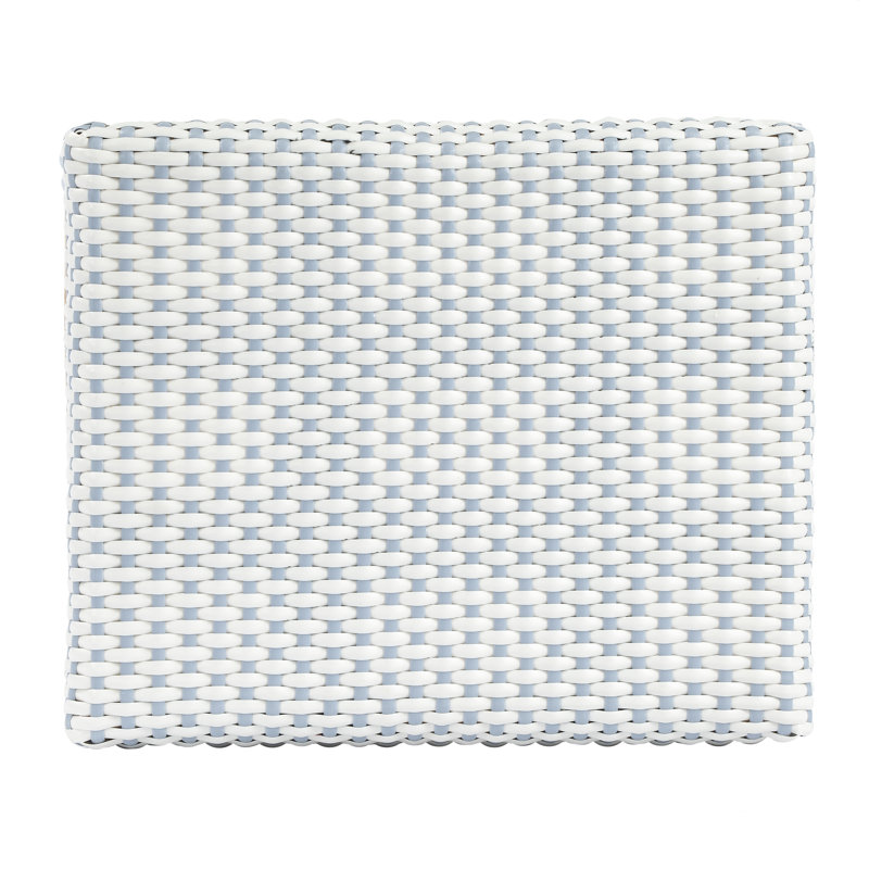 Lennart Counter/Bar Stool, White/Sky Blue Dot / Natural Rattan Frame, Counter Stool (24.5" Seat Height)