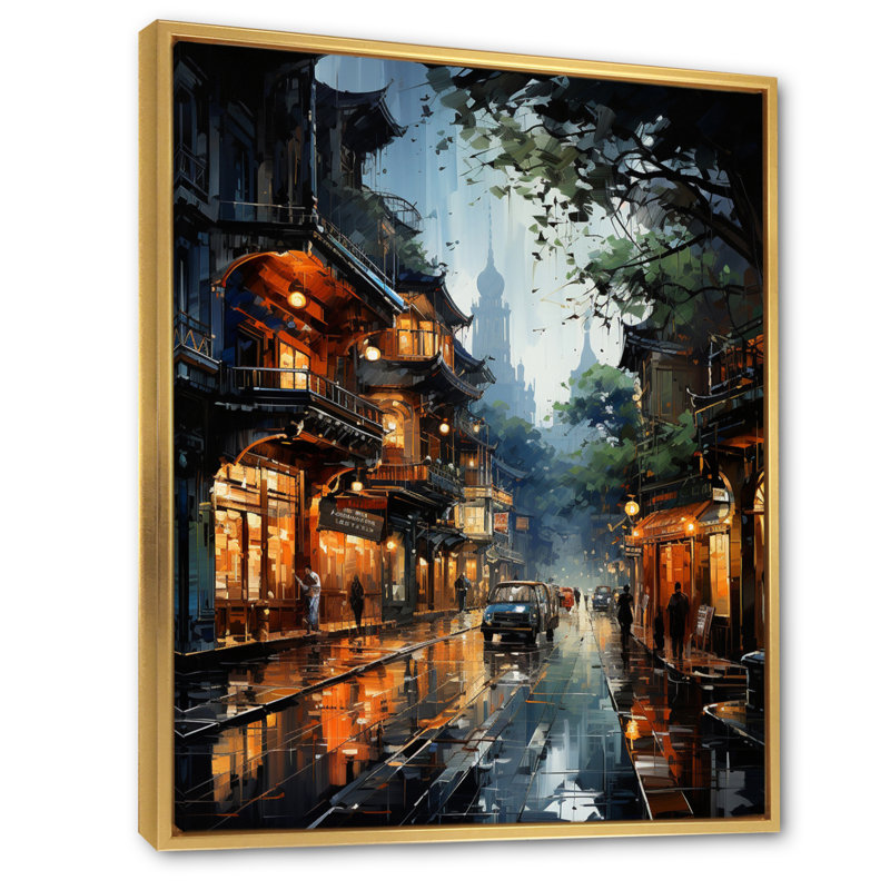 «Vietnam Urban Street Reflections II», reproduction sur toile, Cadre flottant doré, H 32 po x l 24 po x P 1 po