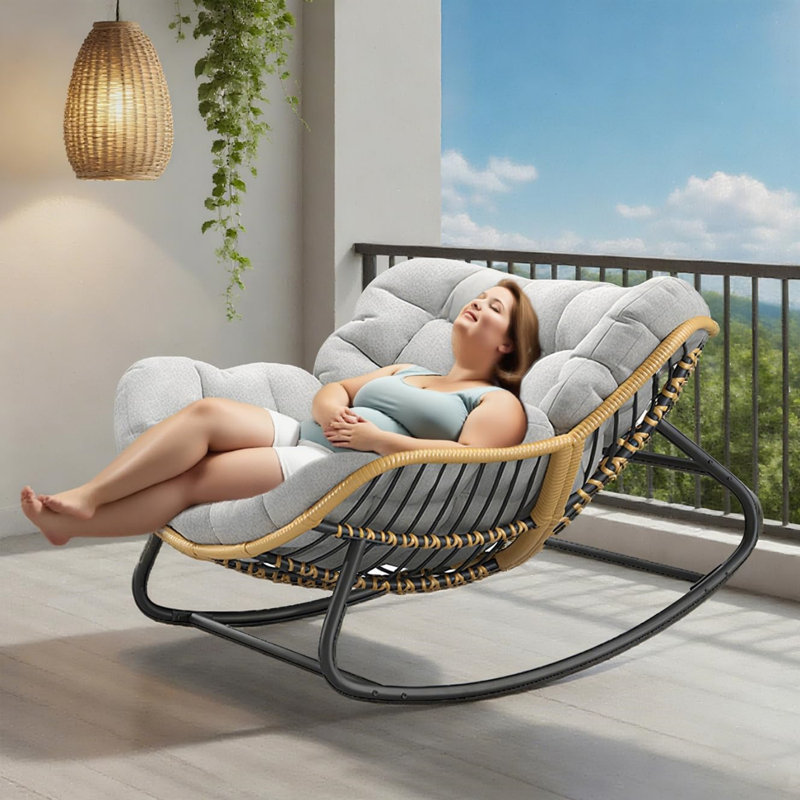 Oversized Papasan Outdoor Rocking Chair
