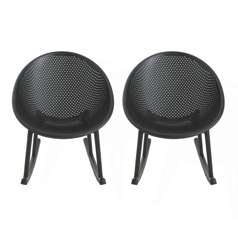 Chaise berçante pour porche, salon, patio, jardin, Noir