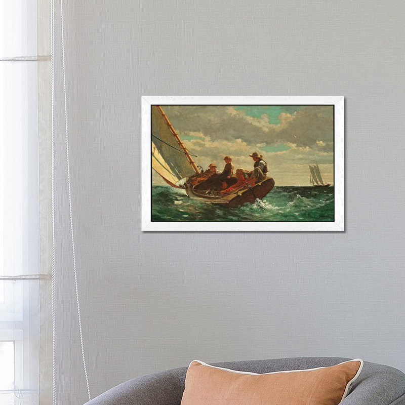 Breezing Up ( A Fair Wind), 1873-76 by Winslow Homer - Painting on Canvas, 66.04 cm H x 45.72 cm W, White Floater Framed