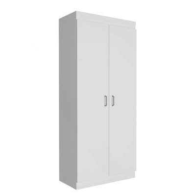 Armoire à double porte Pantry, cinq tablettes, trois tablettes de porte intérieures, blanc