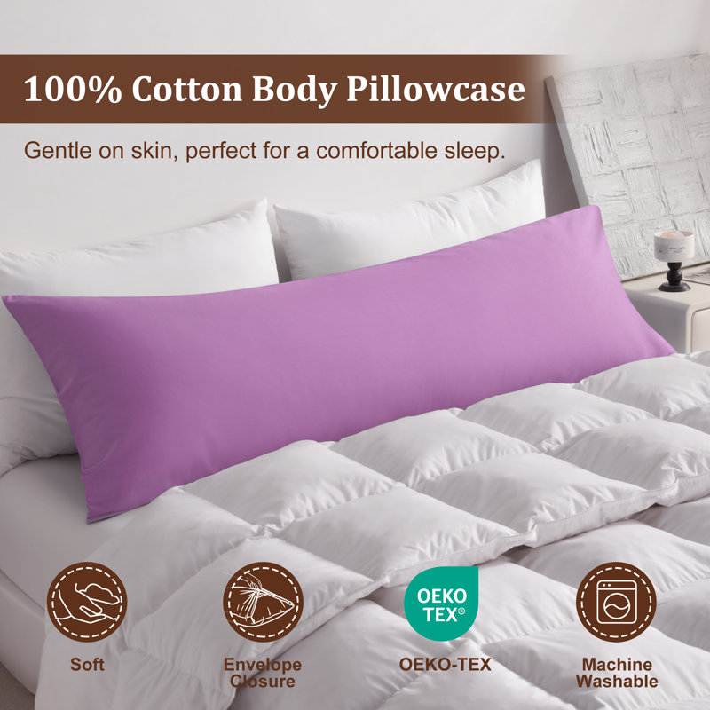 Housse de coussin 100% coton doux et respirant, housse pour coussin de fermeture à enveloppe, 20 po x 54 po, paquet de 1