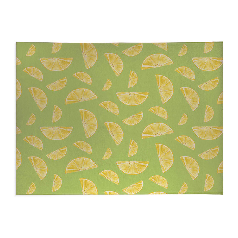 Tapis de cuisine antidérapant Summer Lemon, Lime vif, Rectangle 5 pi x 7 pi