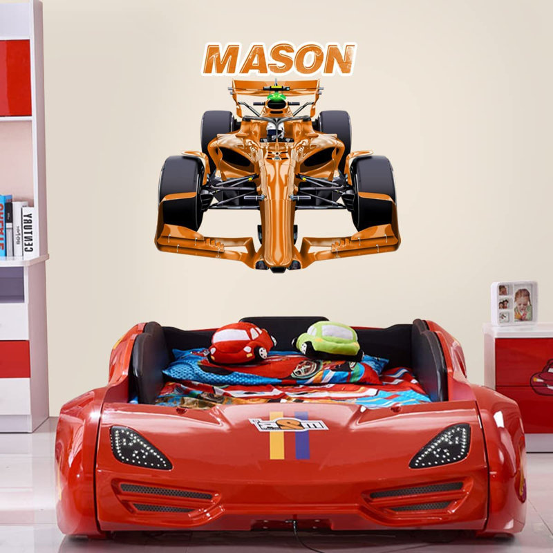 Adhésif décoratif voiture de course, Orange, H 18 po x l 19 po