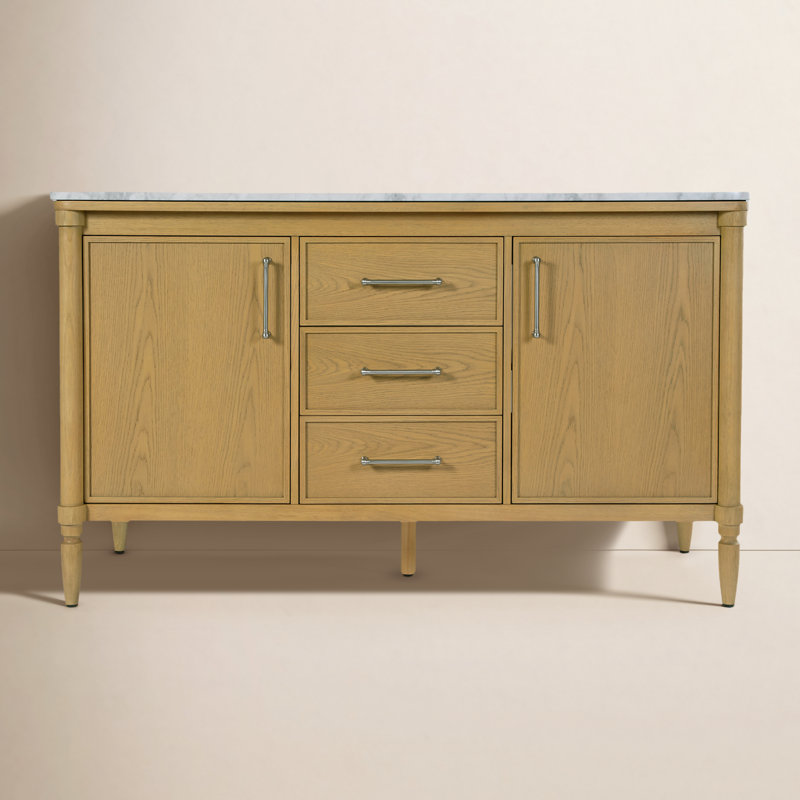 Bianca 60 in. W Marble Top Double Sink Bathroom Vanity