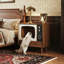 Mobilier de maison de chat en noyer rétro, salon de chat en bois en forme de télé avec tiroirs pour le salon