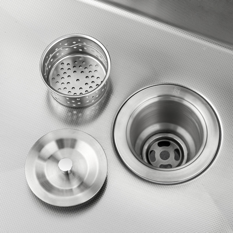 Évier de cuisine encastré 33 po à cuve intégrée en acier inoxydable T304 avec robinet rétractable à affichage numérique
