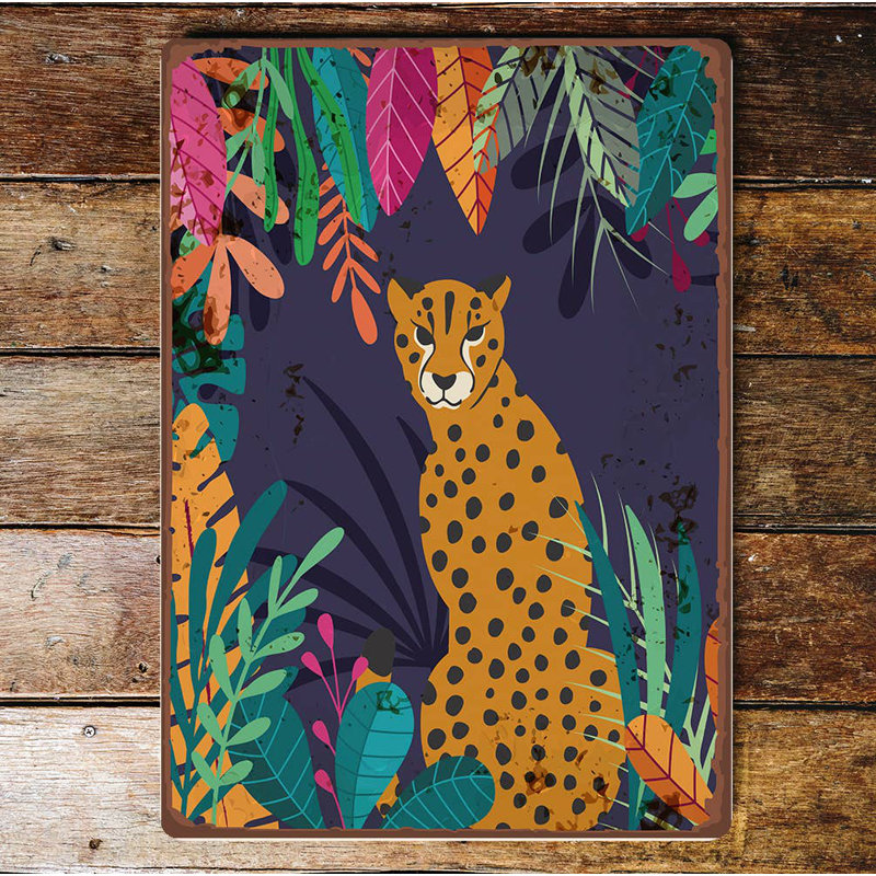 Cheetah Lepards Jungle Tropical - No Frame Print on Metal, 80cm H x 60cm W