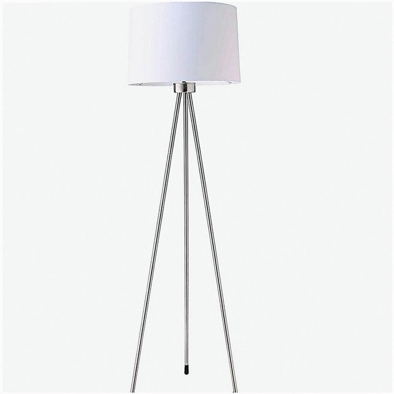 Lampe sur pied en métal de 59 po de hauteur, traitement de surface blanc, design moderne, Beige
