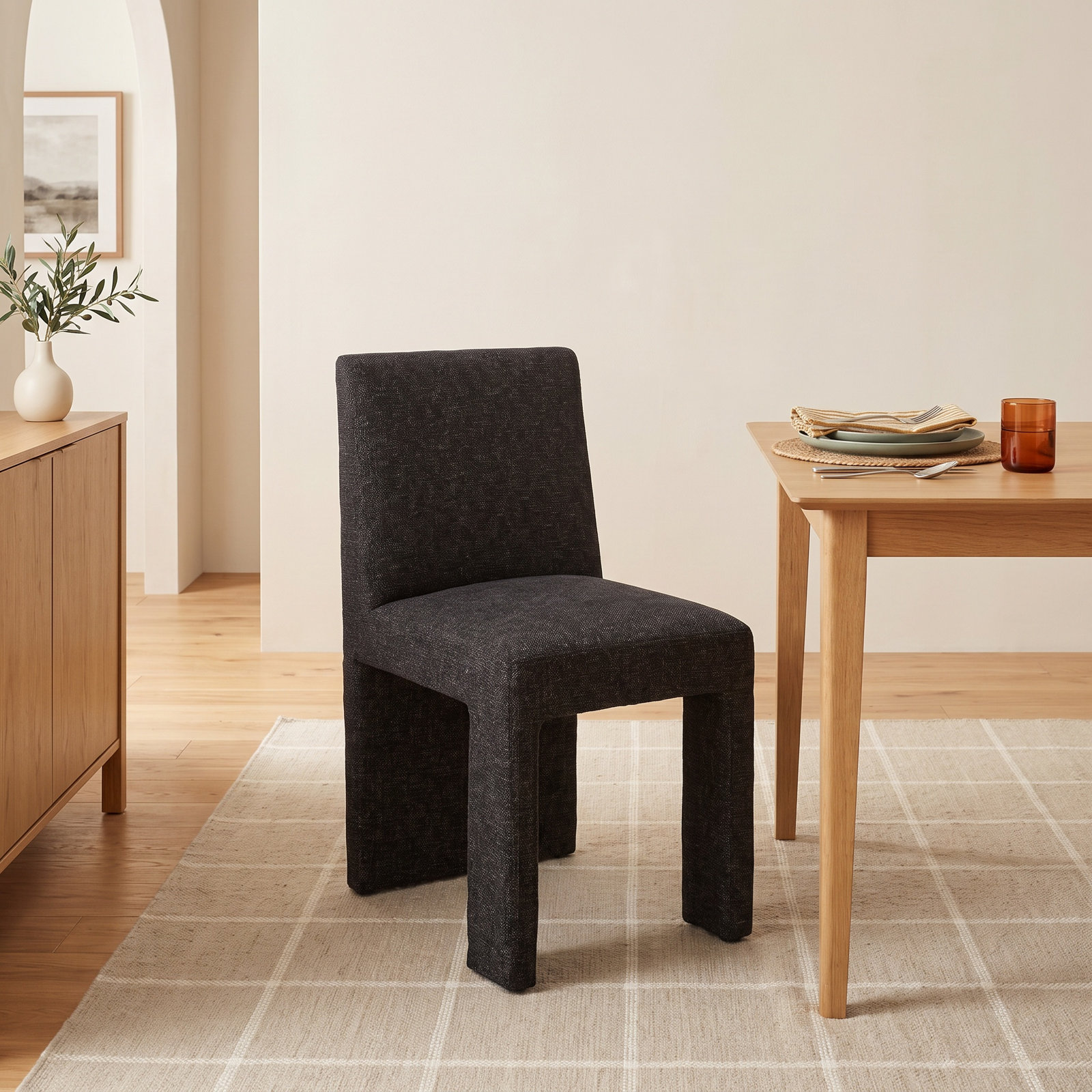 Silverton Pine Parsons Dining Chair, Black