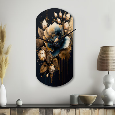 Horloge murale cylindrique en métal bleu marine et rose de Séverino
