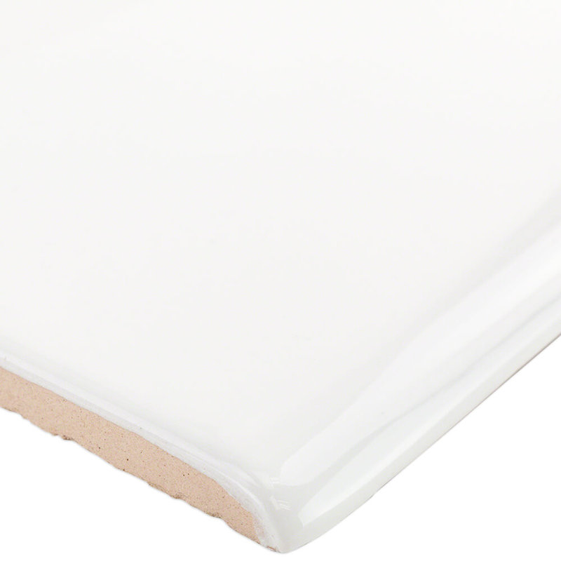 Catalina White 3x6 Polished Ceramic Bullnose Tile Trim