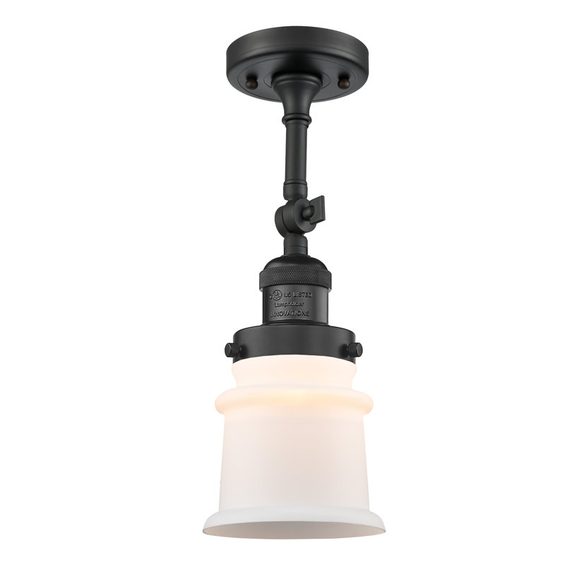 Plafonnier semi-encastré 1 lumière 6 po Alexandira, Ampoule non incluse, Blanc mat, Noir mat