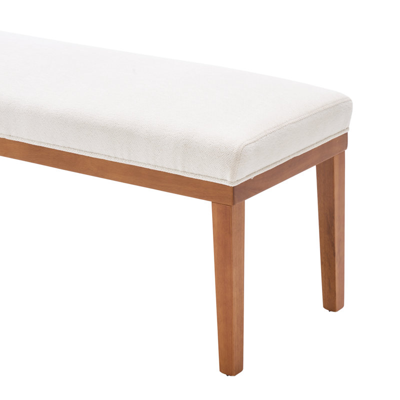 Entryway Upholstered Bench 52.8'' With Solid Wooden Legs, Beige Velvet Shoe Bench Easy To Assemble, Beige