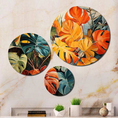 Orange Green Tropical Plants III Plants & Flowers Wall Decor on Metal