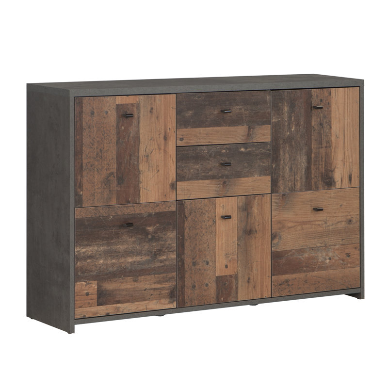 Filippone 114.1cm Sideboard, Concrete-like Appearance/Old Wood Vintage