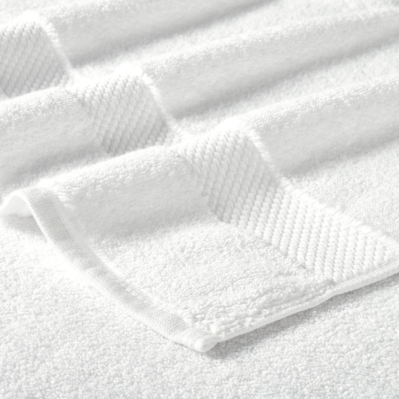 Ensemble de serviettes Splash 100% coton zéro torsion, serviettes de bain, essuie-mains et débarbouillettes, serviettes absorbantes douces 550 g / m² pour salle de bain, spa et usage quotidien, certifié OEKO-TEX, paquet de 5, blanc