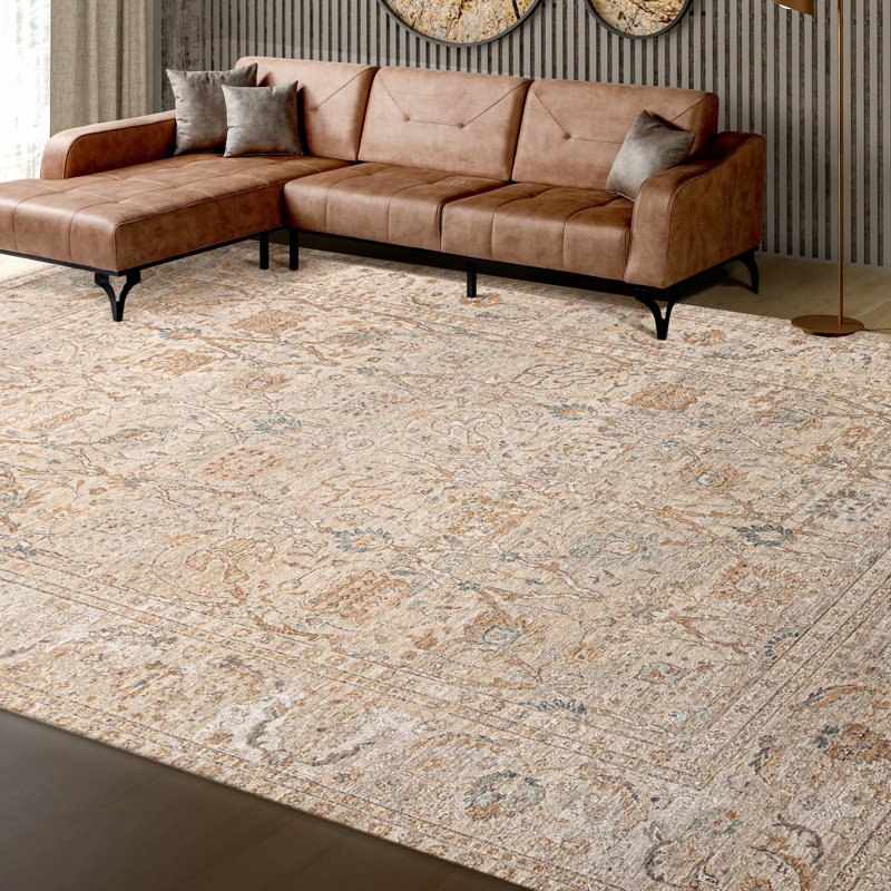 Hand Knotted Southwestern Area Rug in Beige/Gray, Rectangle 5' x 8'