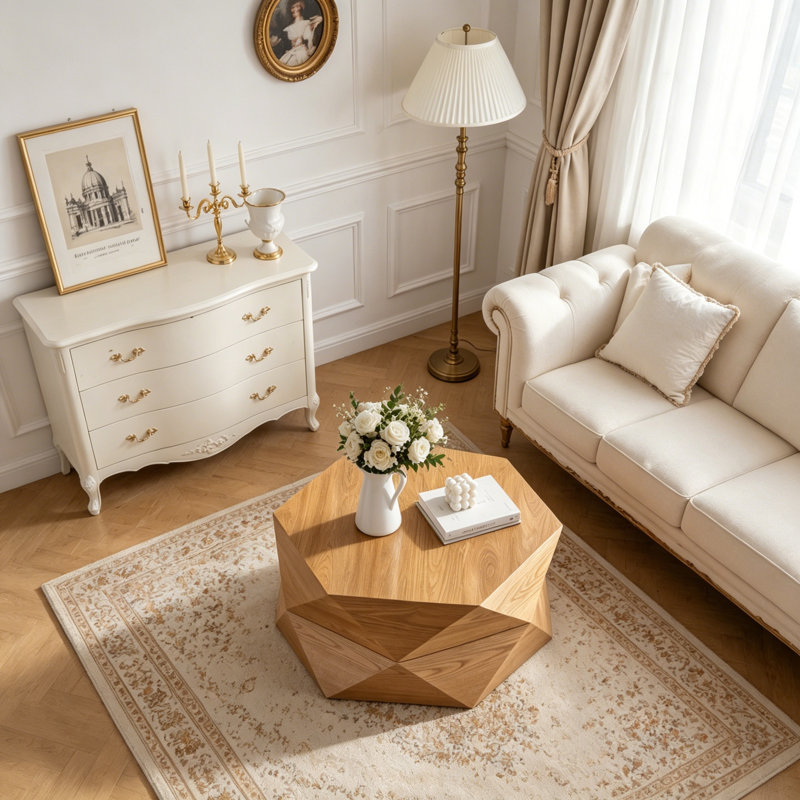 Table basse avec rangement, Natural, 36.61"W
