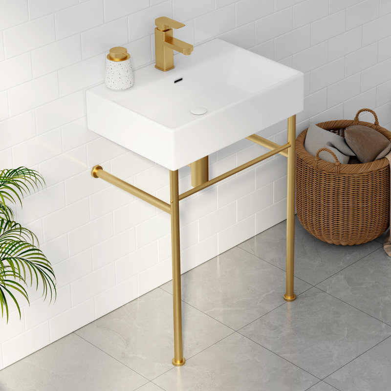 Lavabo de salle de bain rectangulaire en porcelaine vitreuse avec trop-plein Turner l 24 po x P 16 po x H 35 po Turner