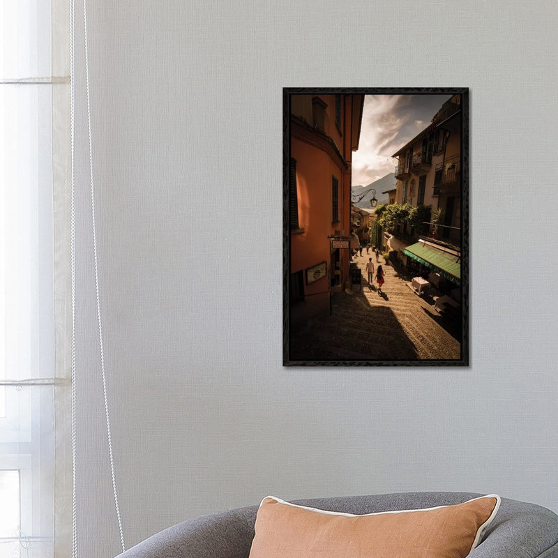 Bellagio, Lake Como, Italy by Enzo Romano - Print on Canvas, 66.04cm H x 45.72cm W x 3.81cm D, Black Framed