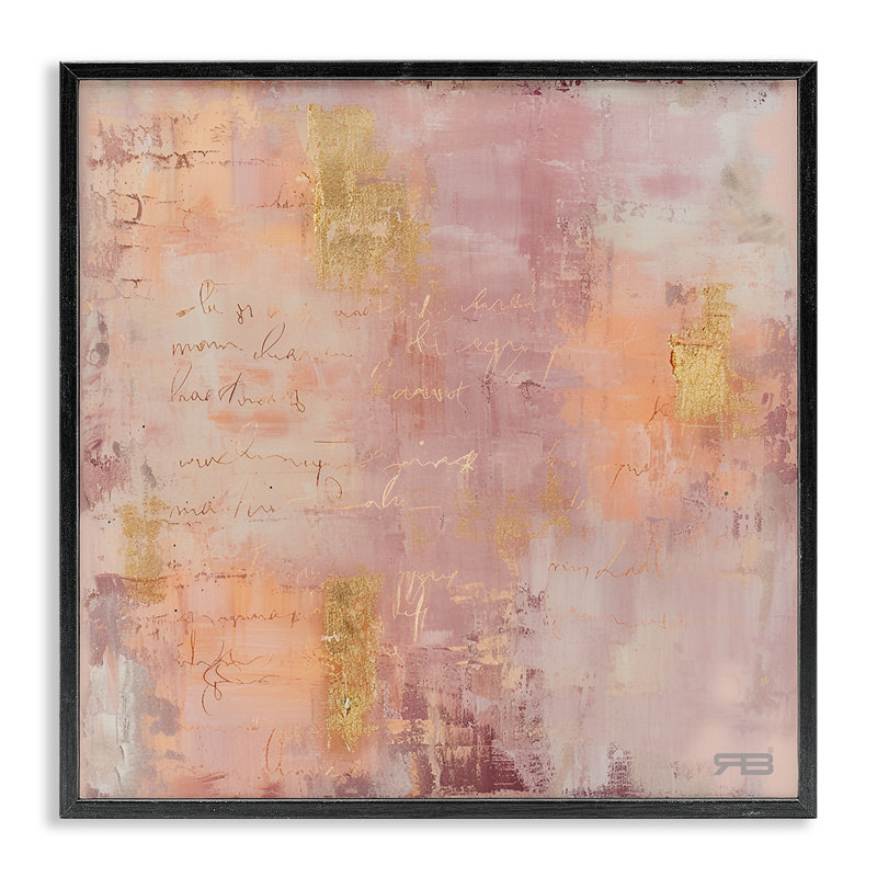 «Composition with Glam Script», art de la giclée encadrée par RB, H 12 po x l 12 po, Giclée encadrée noir minuit