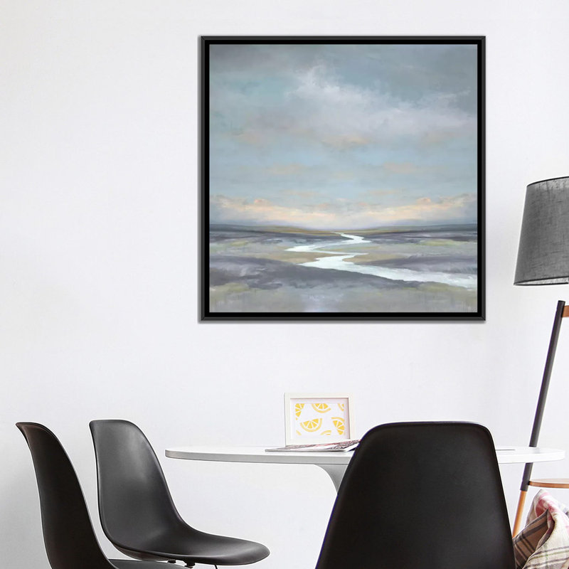 « riverbend i », impression sur toile, H 18 po x l 18 po x P 1,5 po, Toile avec cadre noir, Pas de tapis