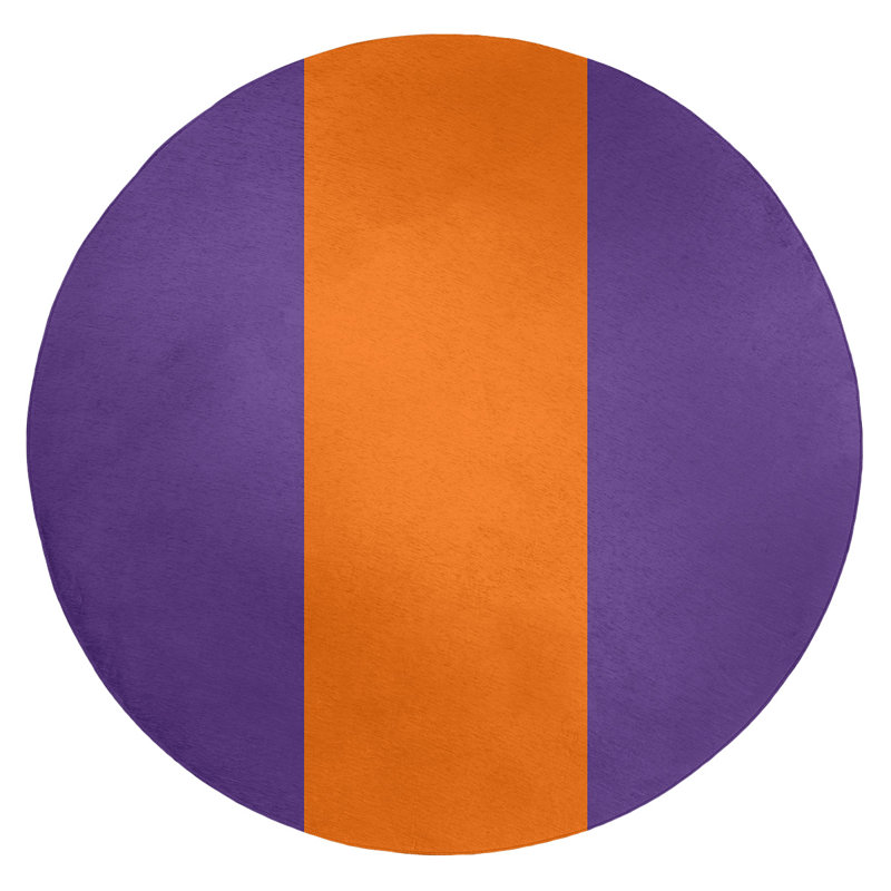 Tapis orange/mauve zone, Rond 5 pi
