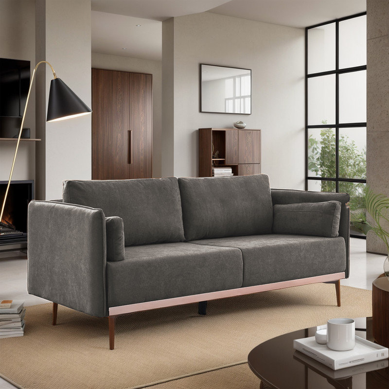 Canapé à accoudoirs carrés 72,83 po, Gris