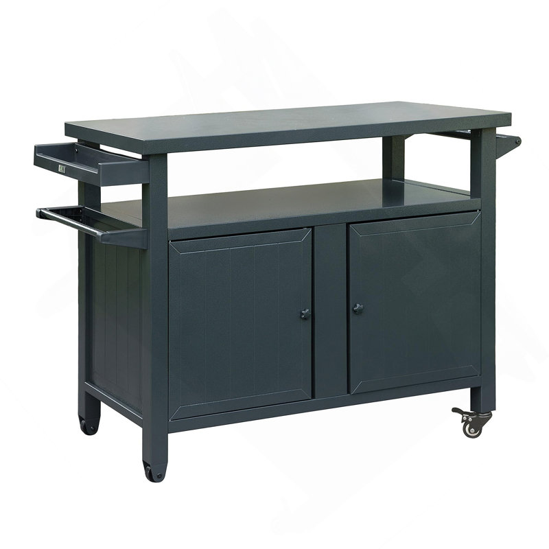 Armoire de rangement pour barbecue avec roulettes, gris