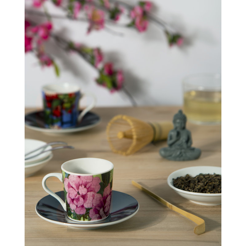 Furisode Porcelain Espresso Cup and Saucer