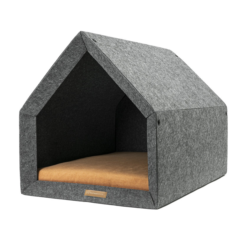 Ecological Hut Pet Cage, 80cm H x 62cm W x 64cm D, Dark Grey/Yellow