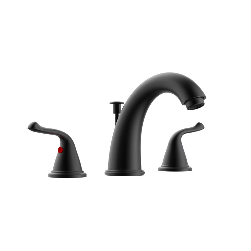 Widespread 2-handle Bathroom Faucet with Drain Assembly, Matte Black