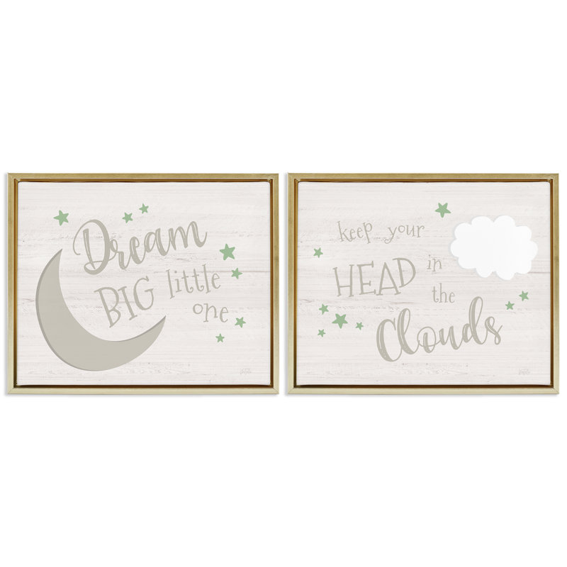  Nursery Dreams Quotes, ensemble de 2 toiles flottantes encadrées par Natalie Carpentieri, H 25 po x l 31 po