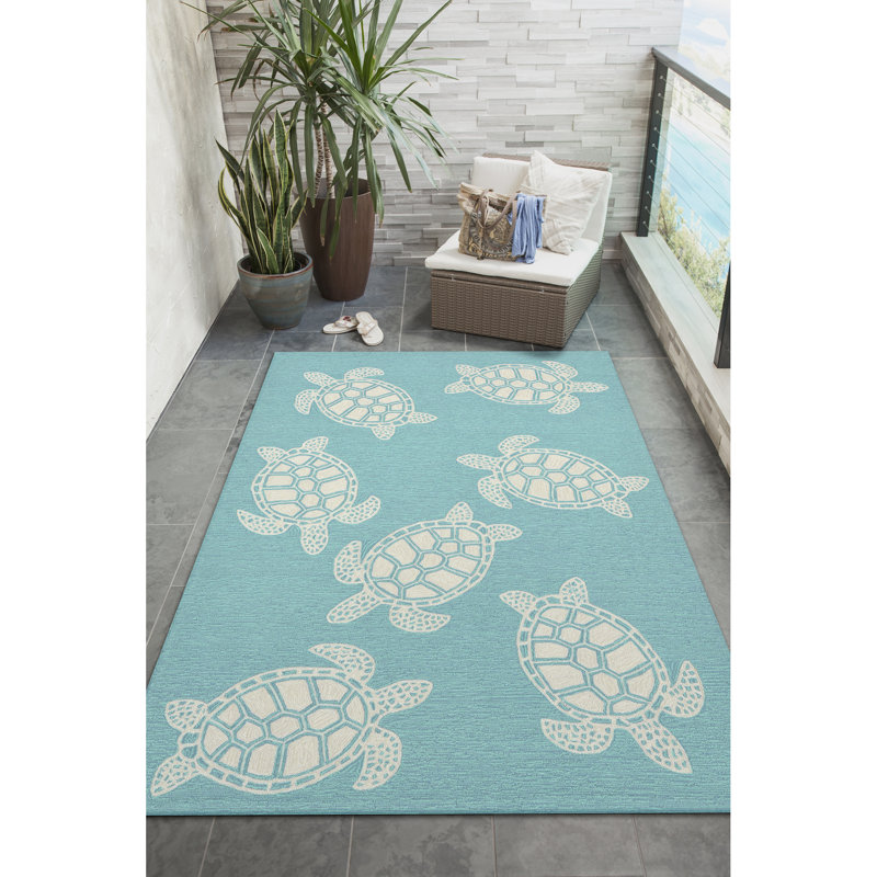 Tapis intérieur / extérieur bleu Walczak, Rectangle 3 pi 6 po x 5 pi 6 po