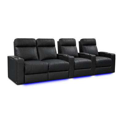 Upholstered Home Theater Seating with Cup Holder
