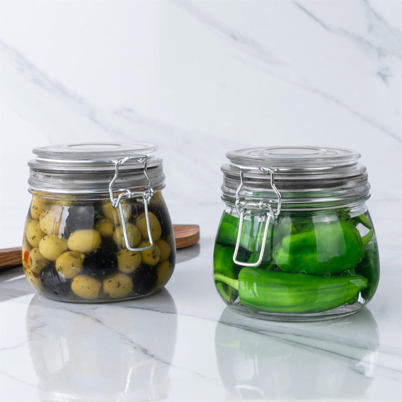 Argon Tableware - Glass Storage Jars, Clear/Black