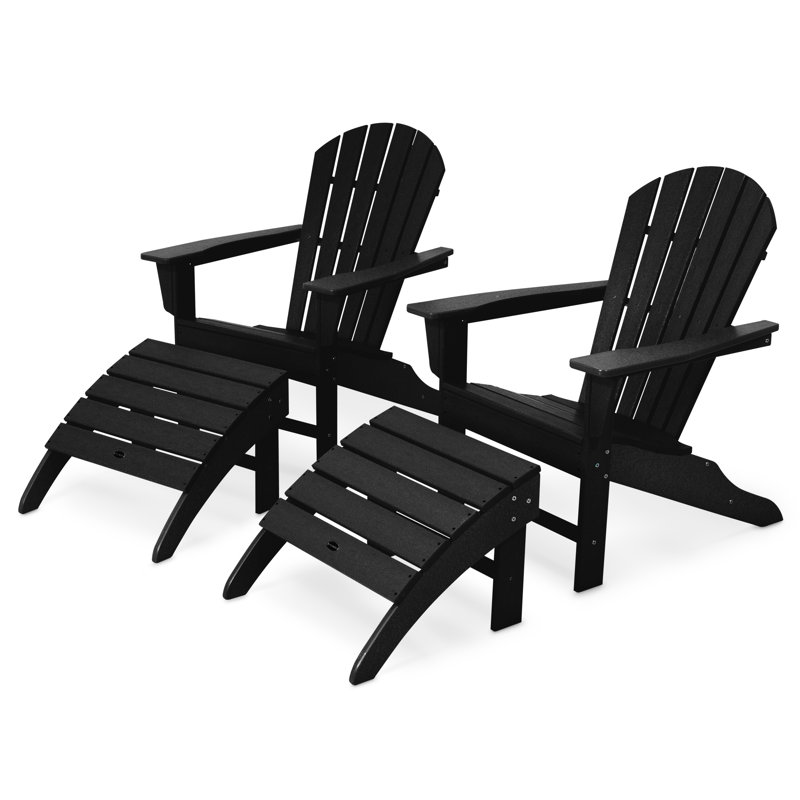 POLYWOOD South Beach 4-Piece Adirondack Set, Black