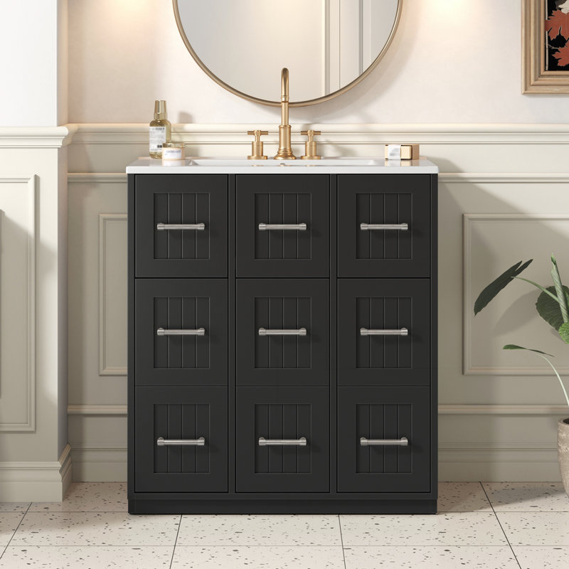 Bathroom Vanity With Undermount Sink And Drawers, Black