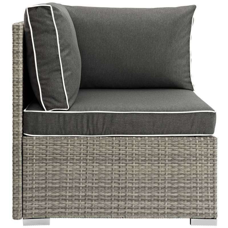 Modway Havenside Home Bocabec Fabric Outdoor Patio Corner, Charcoal