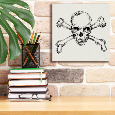 Toile épique Graffiti «Skull and Crossbones 1» par Anne Tavoletti, 12 po x 12 po