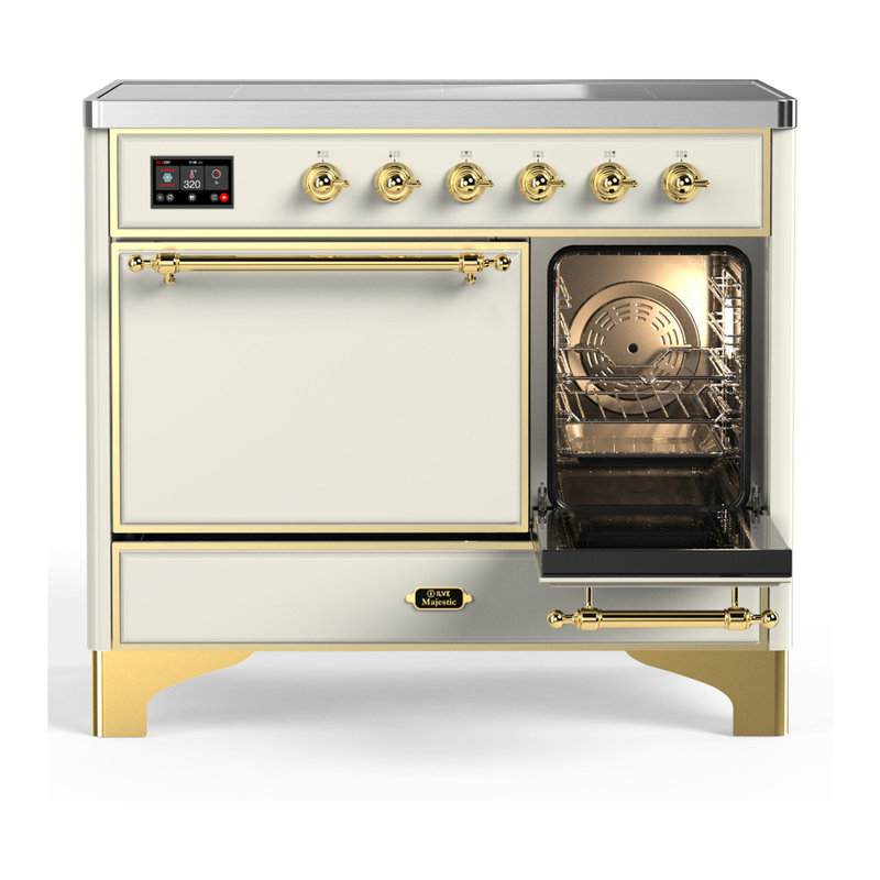 Majestic III Series 40 Inch Induction Range with 6 Induction Elements in Antique White (Brass Trim), Brass, Antique White