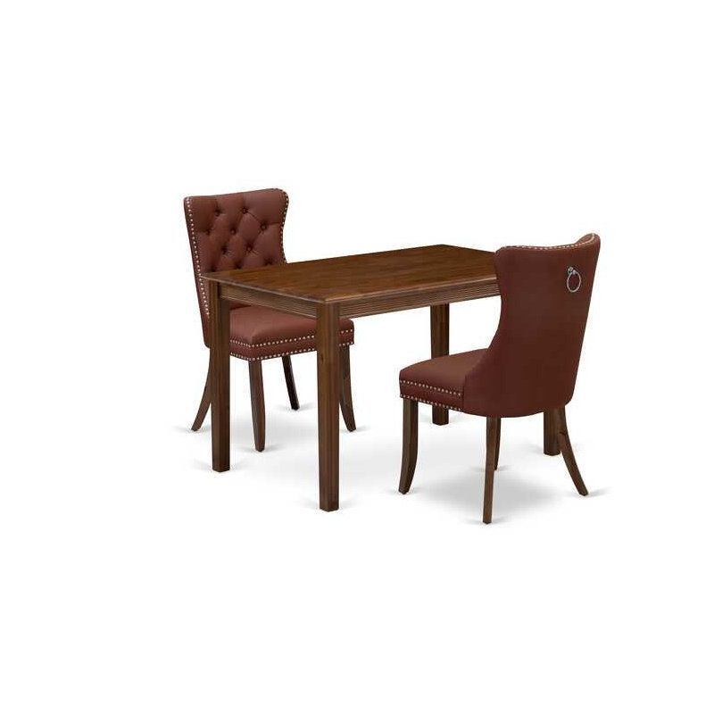 Ensemble de table de salle à manger 3 pièces 3 pièces, Brun