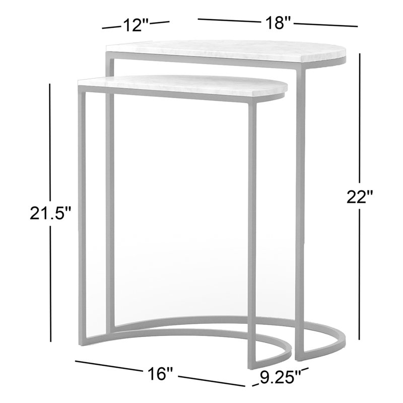 Ane Marble Nesting End Table, White Marble, Gold