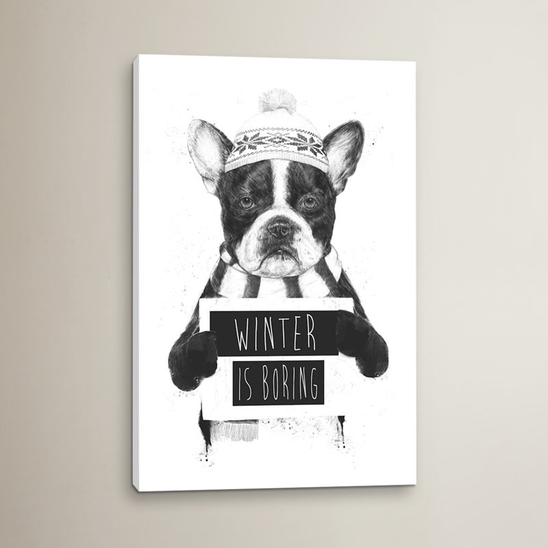 « winter is ennuyeuse », impression sur toile tendue, H 18 po x l 12 po x P 1,5 po, Toile tendue, Pas de tapis