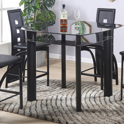 Pendarvis Square Glass Top with Steel Base Dining Table